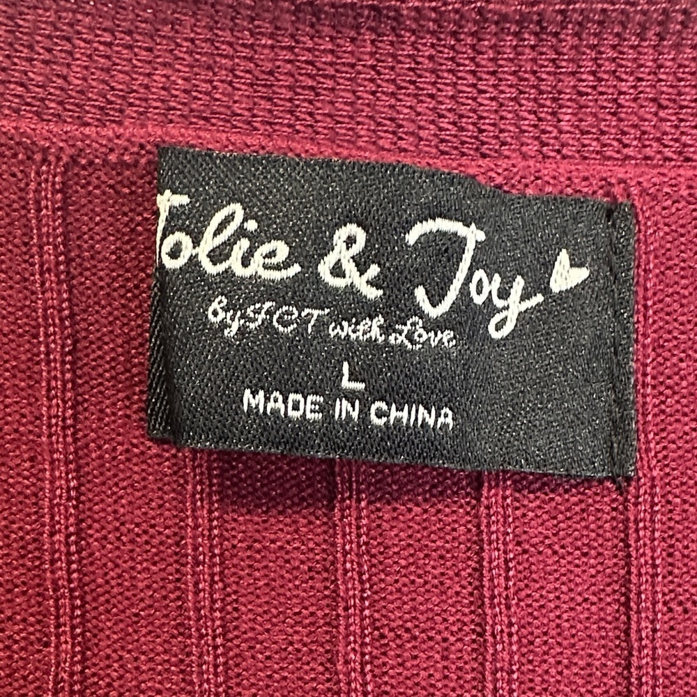 Jolie & Joy by FCT With Love Ribbed Knit Midi Dress Burgundy L - Picture 3 of 6